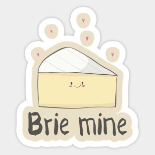 Brie Mine Cute Brie Cheese Love Hearts Design Sticker